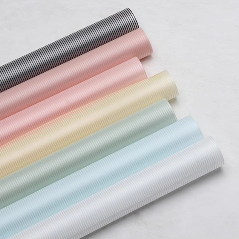 MYHC-04 ฟิล์มบรรจุภัณฑ์ดอกไม้ลวดลายแนวตั้งสีทึบ Haze Line