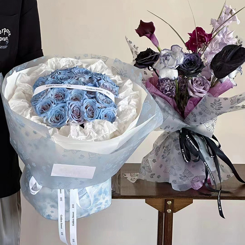 MYHC-07 เส้นผีเสื้อสวยงาม ฟิล์มบรรจุภัณฑ์ดอกไม้ใส