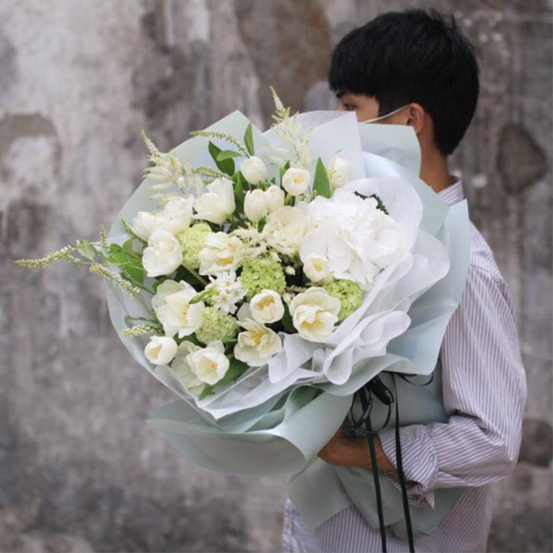 MYHC-09 กระโปรงพอง 57×57ซม. (±2ซม.) ฟิล์มบรรจุภัณฑ์ดอกไม้สีทึบ