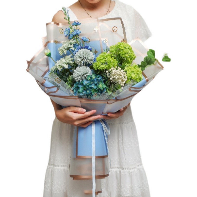 MYHC-10 ฟิล์มที่นอนขอบทองสองชั้นฟิล์มบรรจุภัณฑ์ดอกไม้ Bopp Matt