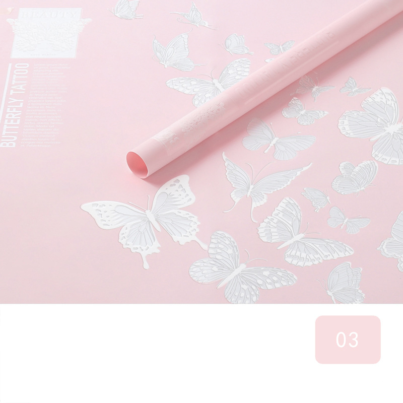 MYHC-14 กระดาษห่อดอกไม้ด้านทึบแสงลายผีเสื้อ