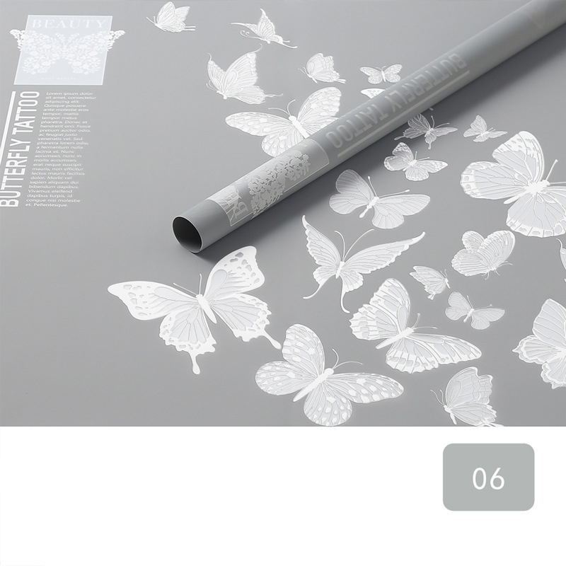 MYHC-14 กระดาษห่อดอกไม้ด้านทึบแสงลายผีเสื้อ