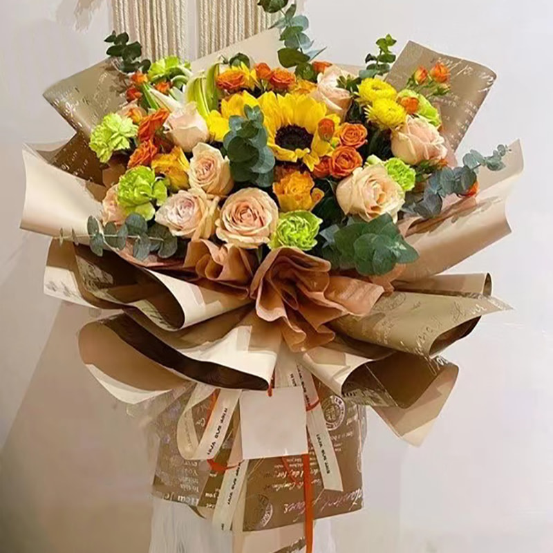 MYHC-19 ฟิล์มบรรจุภัณฑ์ดอกไม้หนังวัวชุบอลูมิเนียมลายด้านเดียว