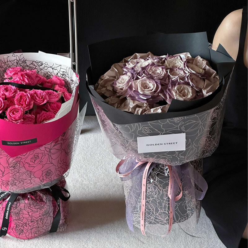 MYHC-29 Monochrome Rose Lines OPP ฟิล์มบรรจุภัณฑ์ดอกไม้ใส