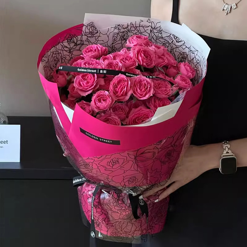 MYHC-29 Monochrome Rose Lines OPP ฟิล์มบรรจุภัณฑ์ดอกไม้ใส