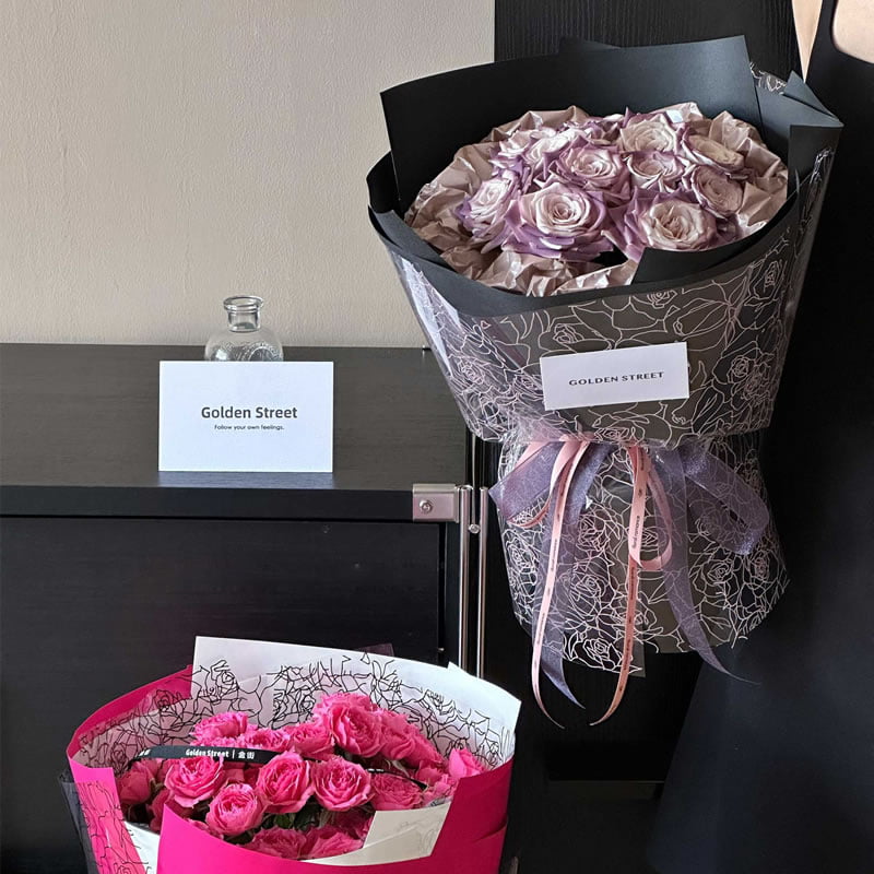 MYHC-29 Monochrome Rose Lines OPP ฟิล์มบรรจุภัณฑ์ดอกไม้ใส