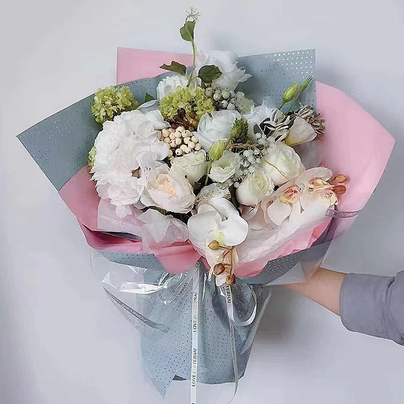 MYHC-34 Dot ตกแต่งฟิล์มบรรจุภัณฑ์ดอกไม้ฝ้ายชุบอลูมิเนียมสองสีสองด้าน