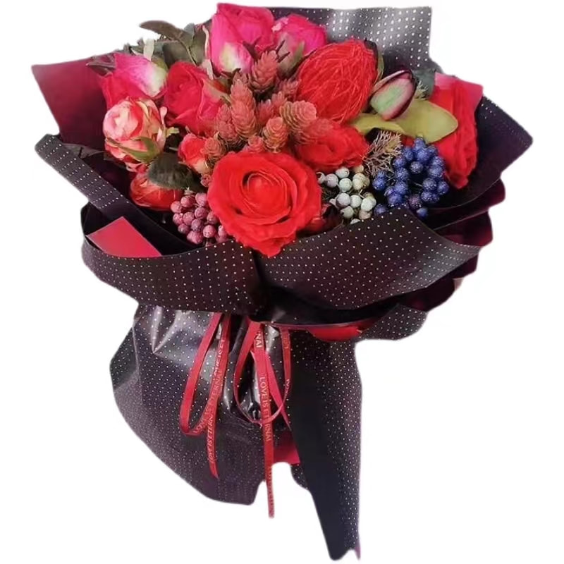 MYHC-34 Dot ตกแต่งฟิล์มบรรจุภัณฑ์ดอกไม้ฝ้ายชุบอลูมิเนียมสองสีสองด้าน
