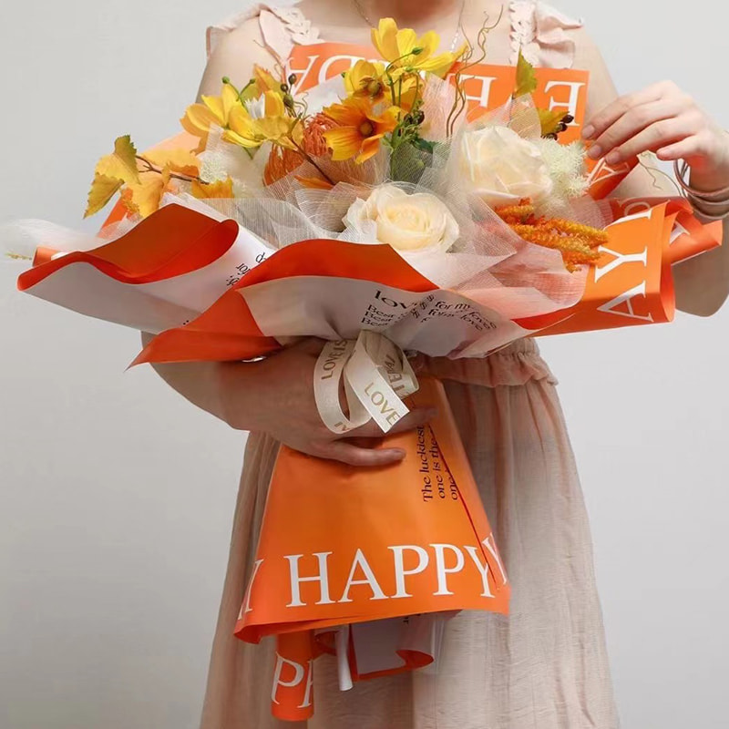 MYHC-38 INS กระดาษห่อดอกไม้หนังวัว Bopp ไล่ระดับสีอังกฤษ