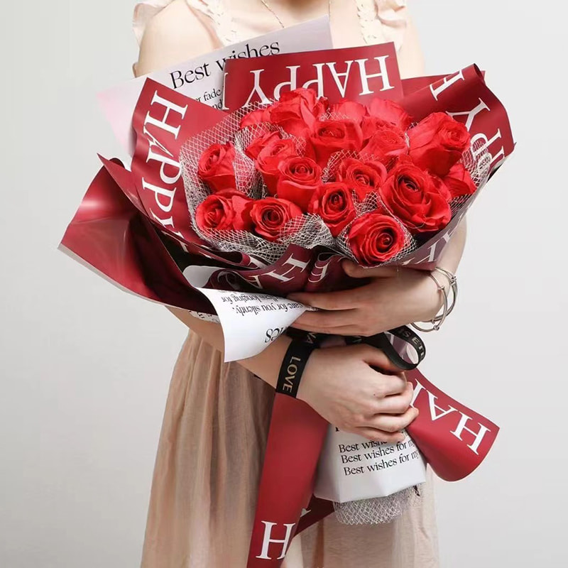 MYHC-38 INS กระดาษห่อดอกไม้หนังวัว Bopp ไล่ระดับสีอังกฤษ