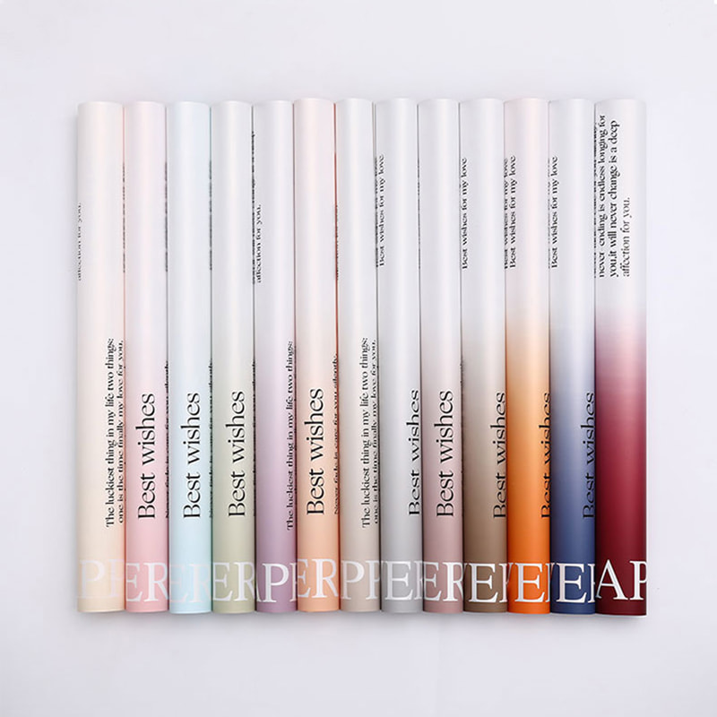 MYHC-38 INS กระดาษห่อดอกไม้หนังวัว Bopp ไล่ระดับสีอังกฤษ