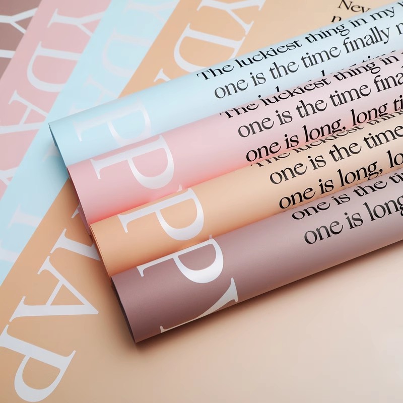 MYHC-38 INS กระดาษห่อดอกไม้หนังวัว Bopp ไล่ระดับสีอังกฤษ