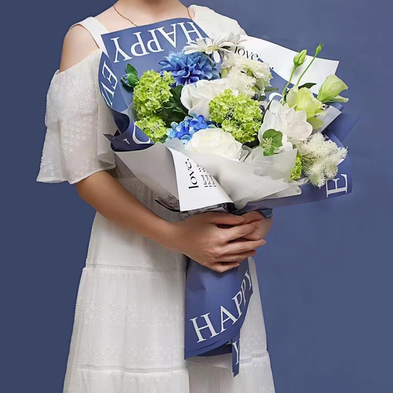 MYHC-38 INS กระดาษห่อดอกไม้หนังวัว Bopp ไล่ระดับสีอังกฤษ