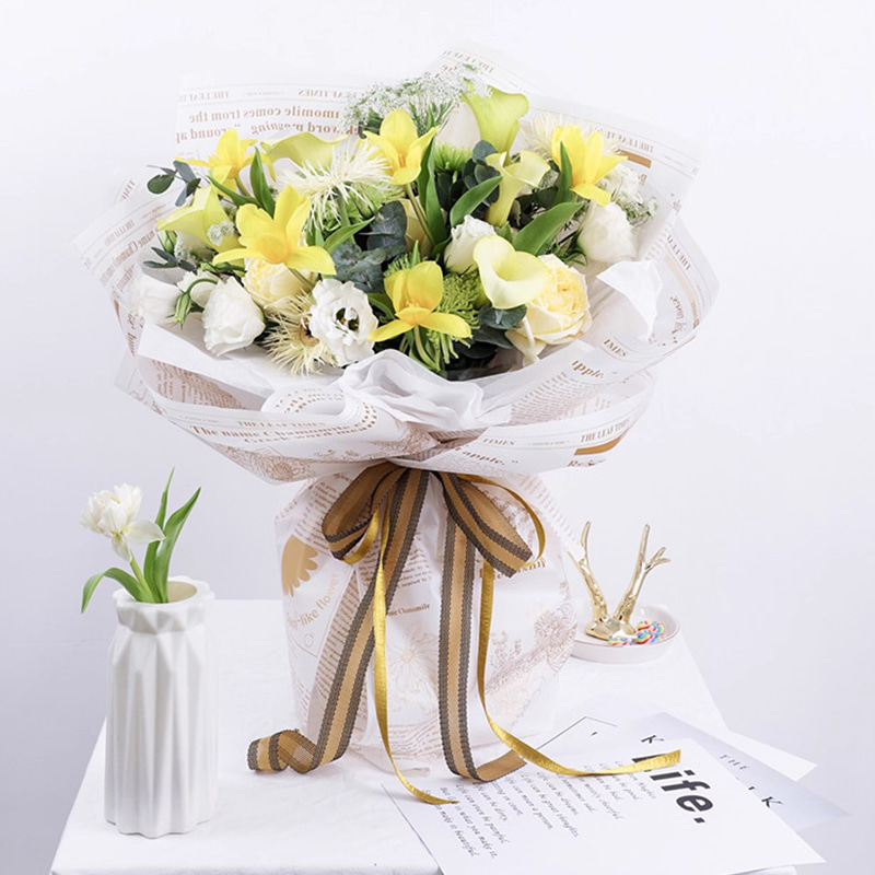 MYHC-52 Herb Golden Light Matt Film 57×57ซม. (±2ซม.) ฟิล์มบรรจุภัณฑ์ดอกไม้พลาสติก