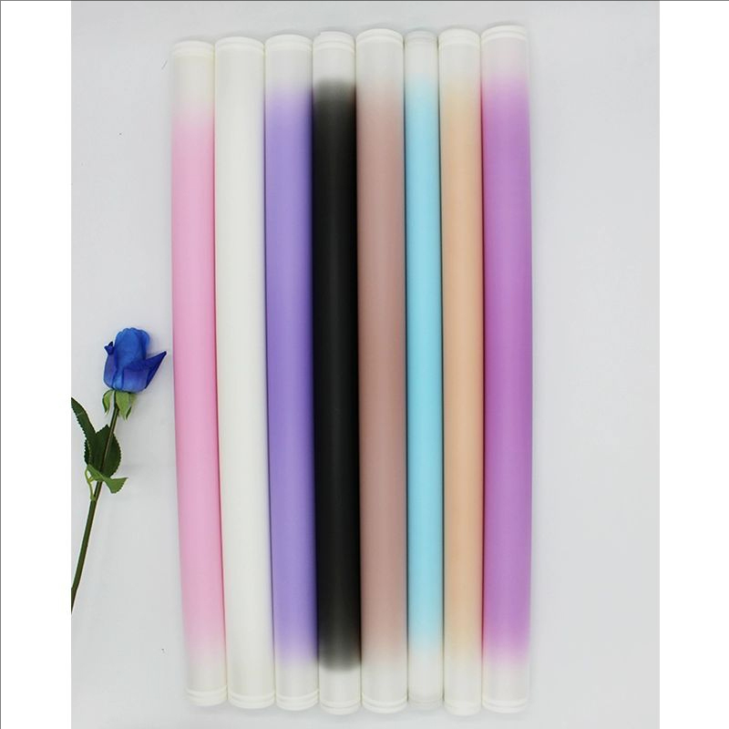MYHC-54 ฟิล์มบรรจุภัณฑ์ดอกไม้พลาสติกไล่ระดับสีขอบสีขาวคู่ด้านเดียว