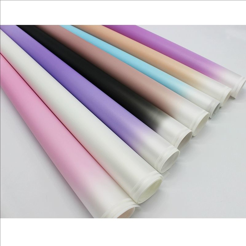 MYHC-54 ฟิล์มบรรจุภัณฑ์ดอกไม้พลาสติกไล่ระดับสีขอบสีขาวคู่ด้านเดียว