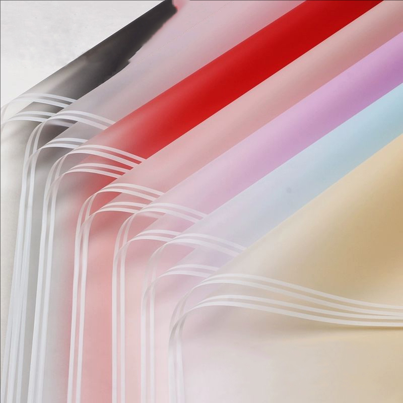 MYHC-54 ฟิล์มบรรจุภัณฑ์ดอกไม้พลาสติกไล่ระดับสีขอบสีขาวคู่ด้านเดียว
