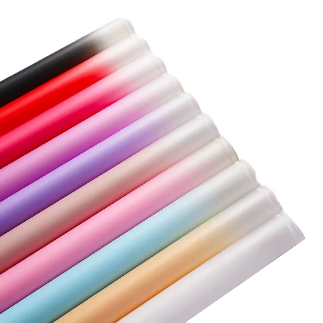 MYHC-54 ฟิล์มบรรจุภัณฑ์ดอกไม้พลาสติกไล่ระดับสีขอบสีขาวคู่ด้านเดียว