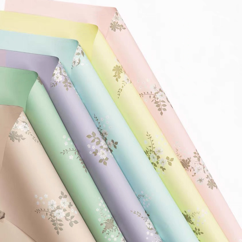 MYHC-55 ฟิล์มบรรจุภัณฑ์ดอกไม้เคลือบสีอ่อนแบบเรียบง่าย