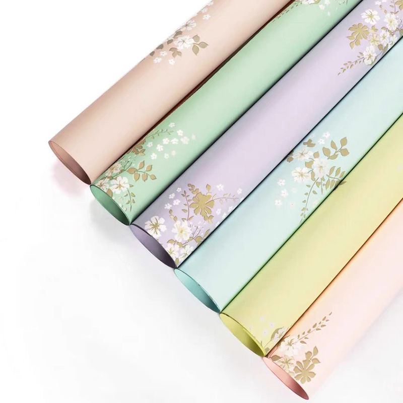MYHC-55 ฟิล์มบรรจุภัณฑ์ดอกไม้เคลือบสีอ่อนแบบเรียบง่าย