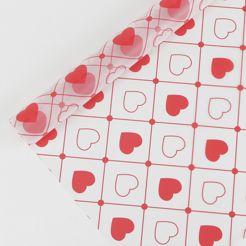 MYHC-60 Monochrome Love Plaid Pattern ฟิล์มบรรจุภัณฑ์ดอกไม้ใส