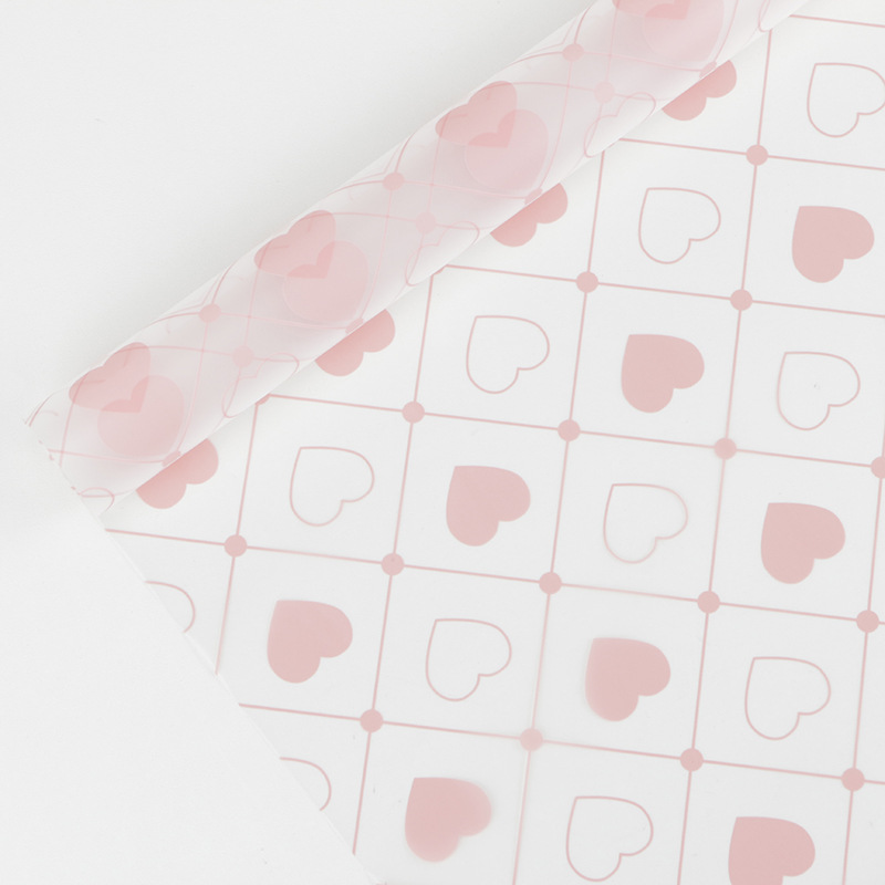 MYHC-60 Monochrome Love Plaid Pattern ฟิล์มบรรจุภัณฑ์ดอกไม้ใส
