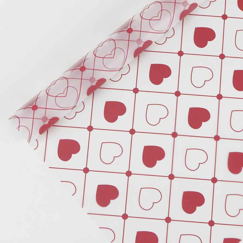 MYHC-60 Monochrome Love Plaid Pattern ฟิล์มบรรจุภัณฑ์ดอกไม้ใส