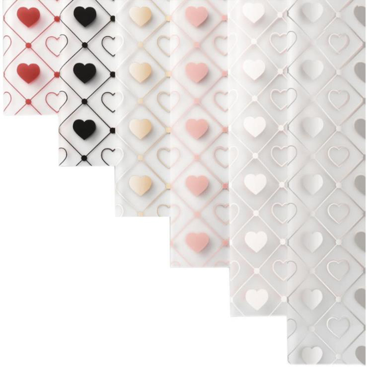 MYHC-60 Monochrome Love Plaid Pattern ฟิล์มบรรจุภัณฑ์ดอกไม้ใส