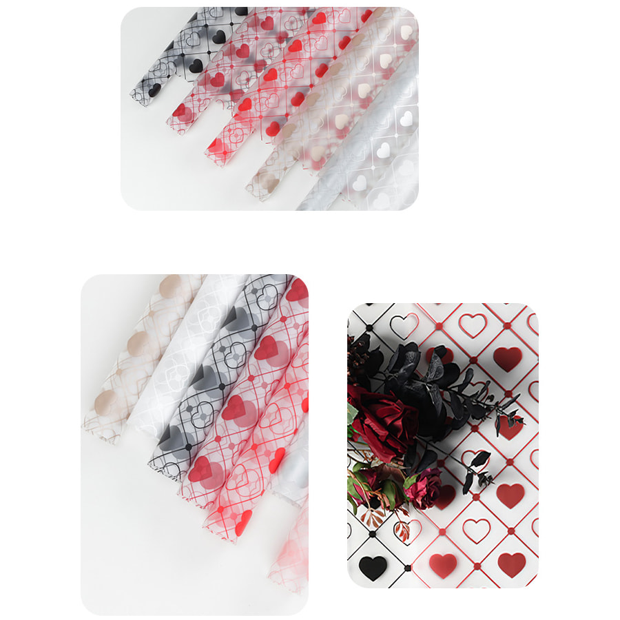 MYHC-60 Monochrome Love Plaid Pattern ฟิล์มบรรจุภัณฑ์ดอกไม้ใส