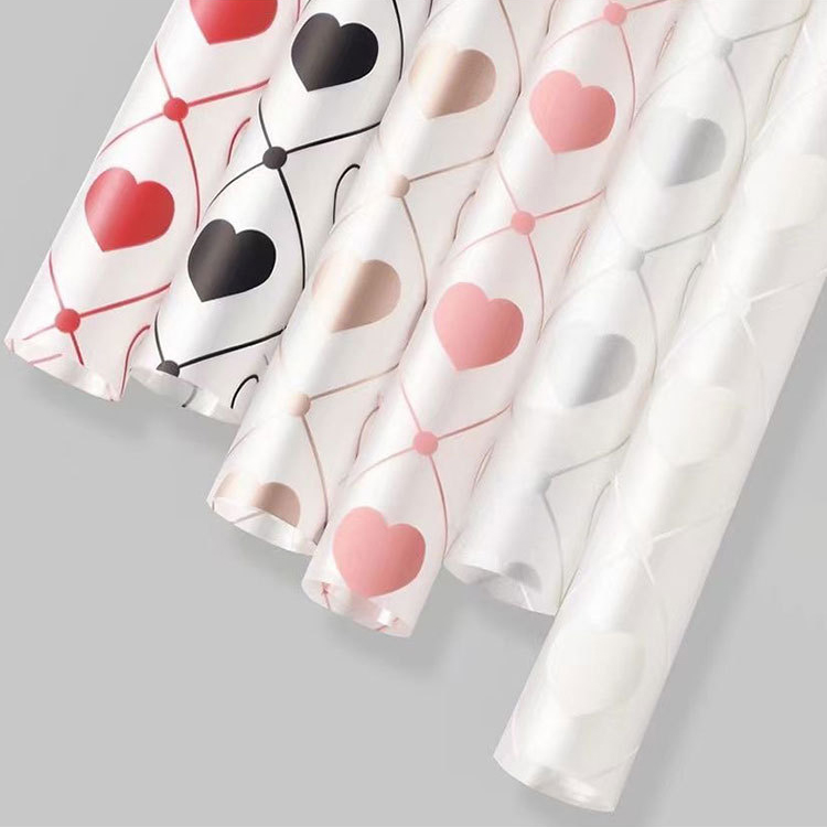 MYHC-60 Monochrome Love Plaid Pattern ฟิล์มบรรจุภัณฑ์ดอกไม้ใส