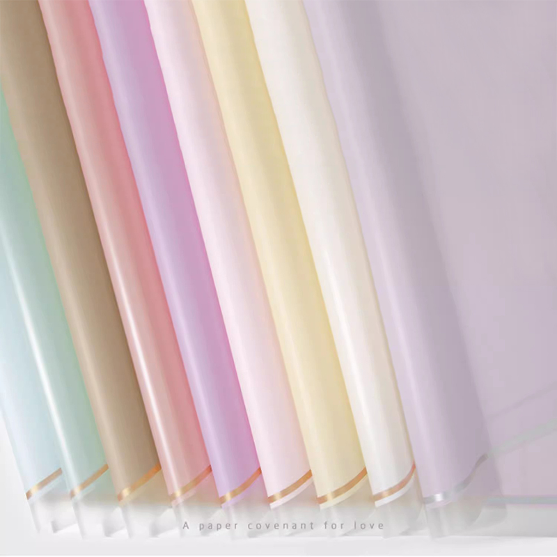 MYHC-61 ขอบสีขาวพร้อมกระดาษห่อดอกไม้ด้านฟิล์มเคลือบด้านสีทอง