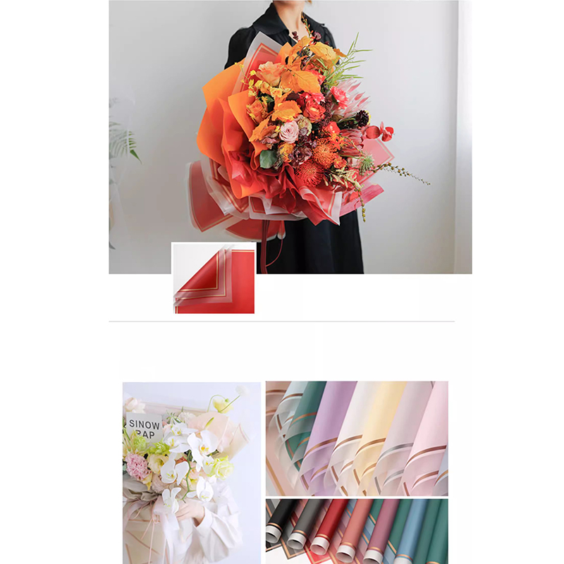 MYHC-61 ขอบสีขาวพร้อมกระดาษห่อดอกไม้ด้านฟิล์มเคลือบด้านสีทอง