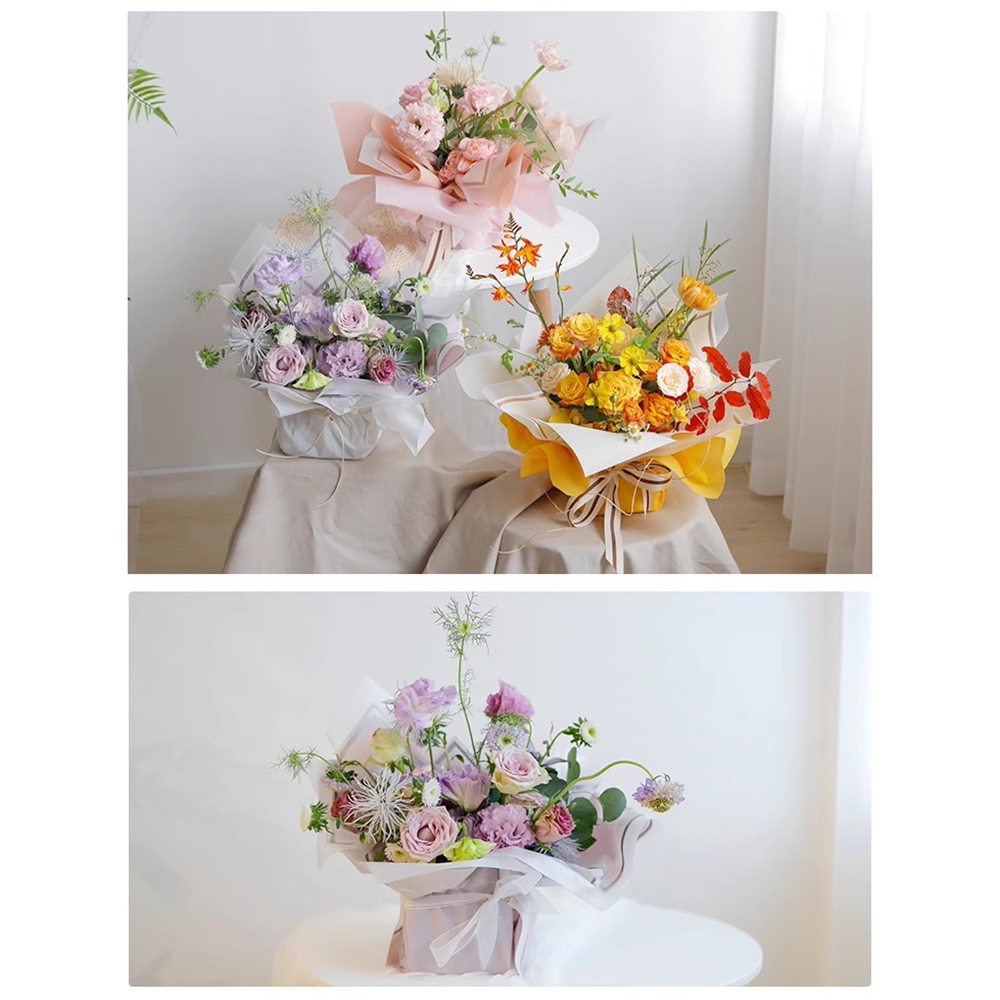 MYHC-61 ขอบสีขาวพร้อมกระดาษห่อดอกไม้ด้านฟิล์มเคลือบด้านสีทอง