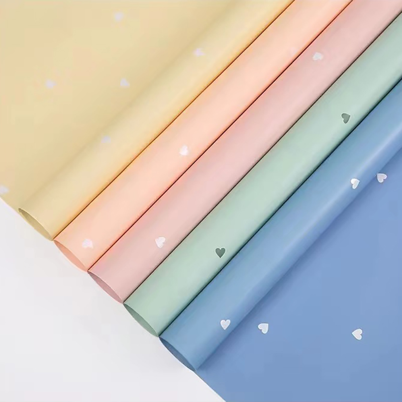 MYHC-63 ฟิล์มตกแต่ง Little Love Pearlescent ฟิล์มบรรจุภัณฑ์ดอกไม้ฝ้าย Bopp