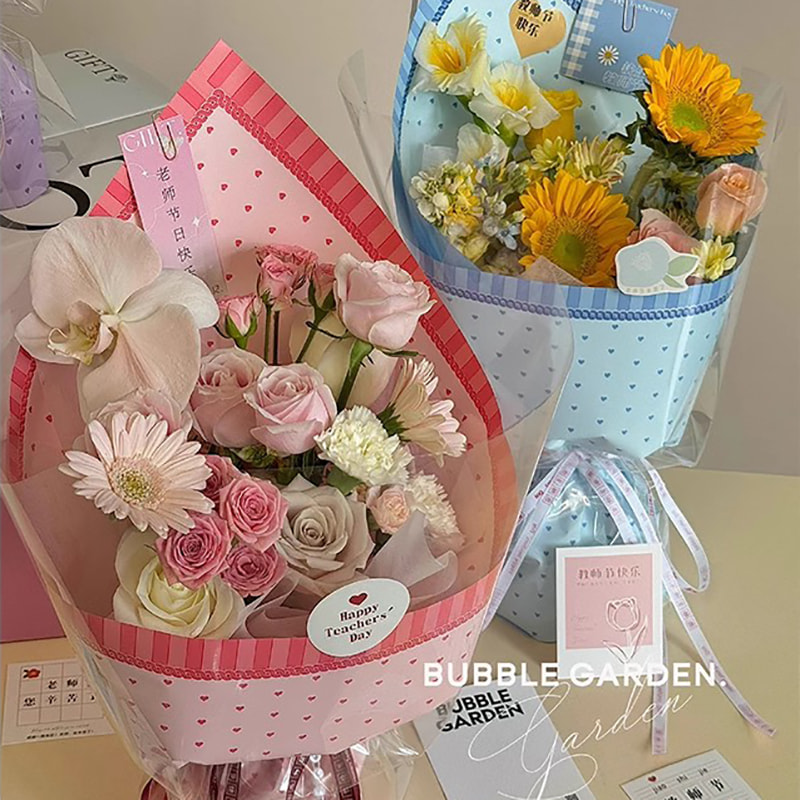 MYHC-65 ชุดเจ้าหญิงฟิล์มบรรจุภัณฑ์ดอกไม้พลาสติกสีสดใส