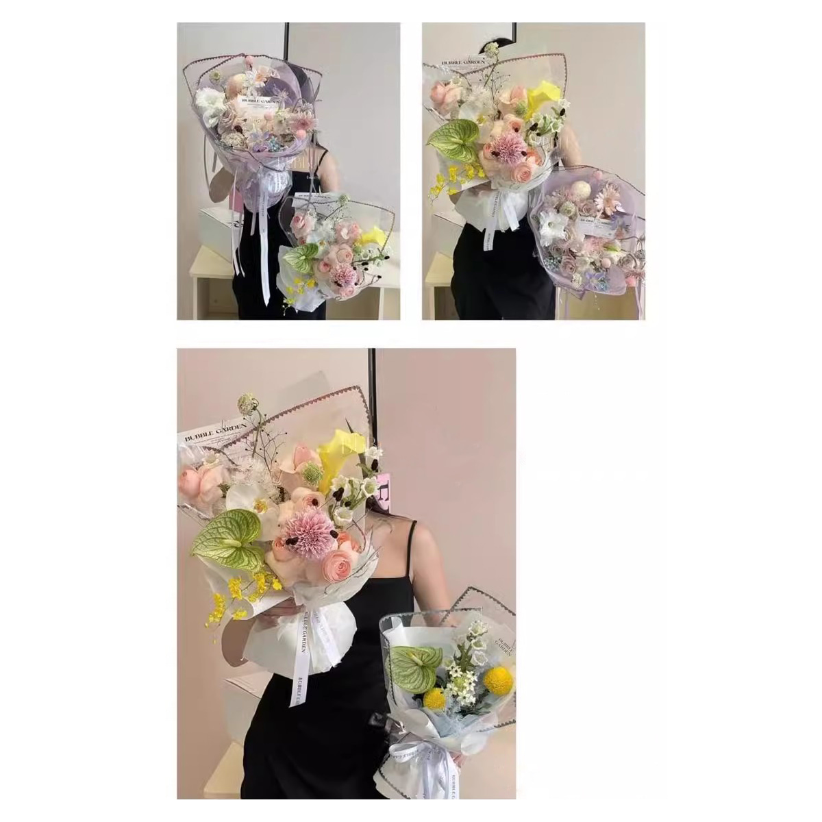 MYHC-73 ฟิล์มแวววาวลูกไม้ Opp ฟิล์มบรรจุภัณฑ์ดอกไม้ใส