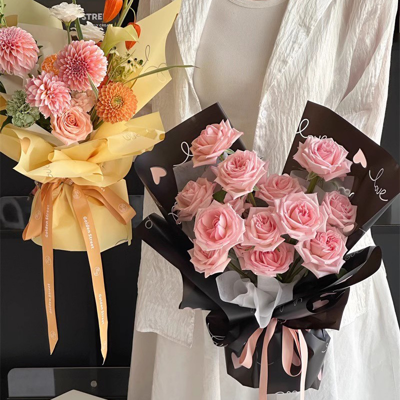 MYHC-75 6 สี 57×57ซม. (±2ซม.) ฟิล์มบรรจุภัณฑ์ดอกไม้ด้าน