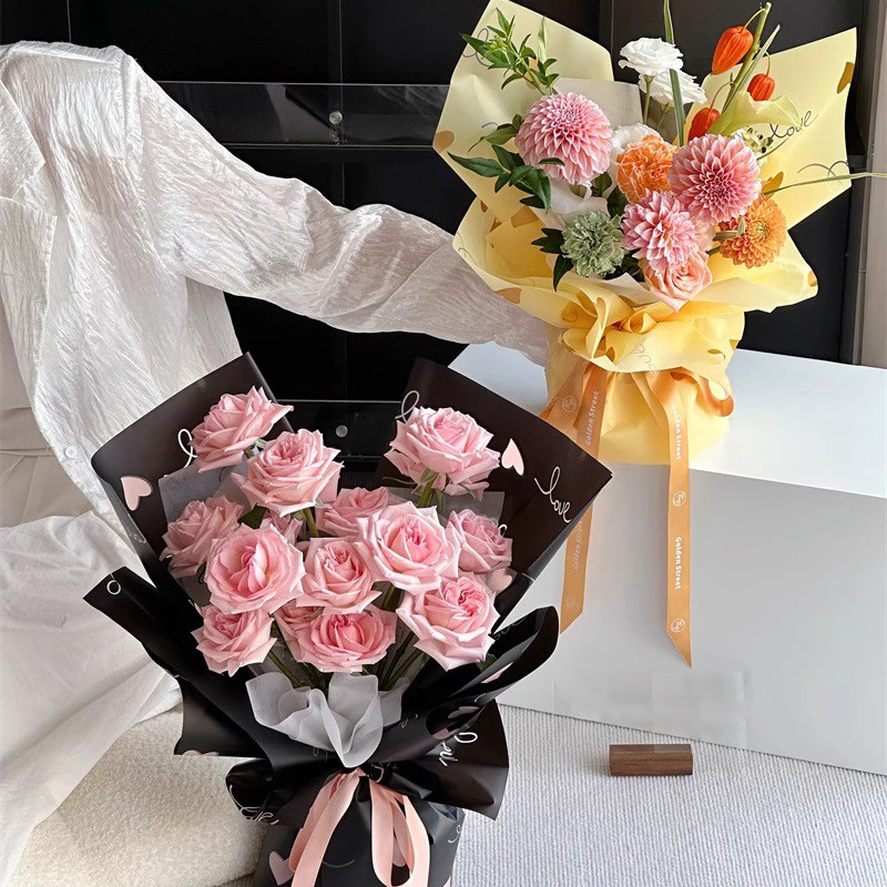 MYHC-75 6 สี 57×57ซม. (±2ซม.) ฟิล์มบรรจุภัณฑ์ดอกไม้ด้าน
