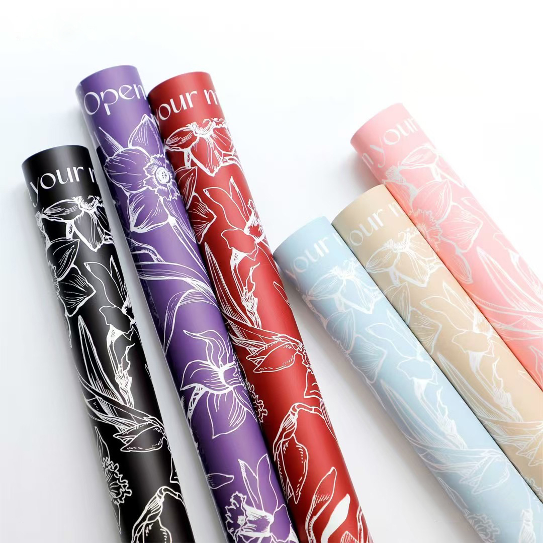 MYHC-77 Daffodils Lines กระดาษห่อดอกไม้ฟิล์ม Bopp Pearlescent