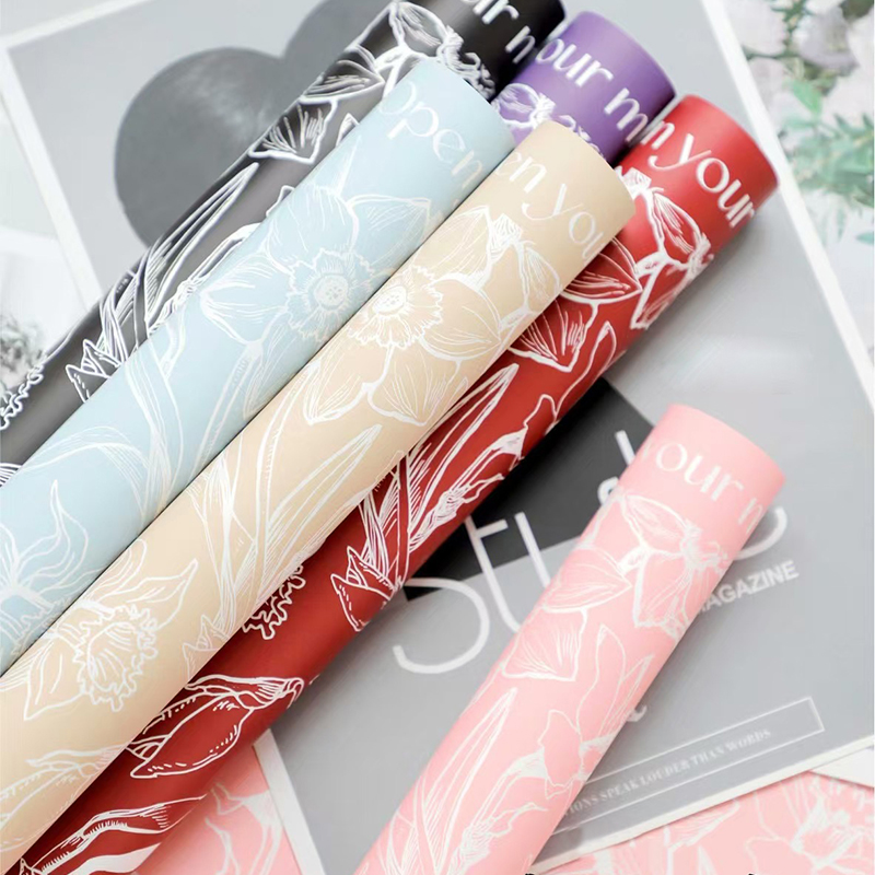 MYHC-77 Daffodils Lines กระดาษห่อดอกไม้ฟิล์ม Bopp Pearlescent