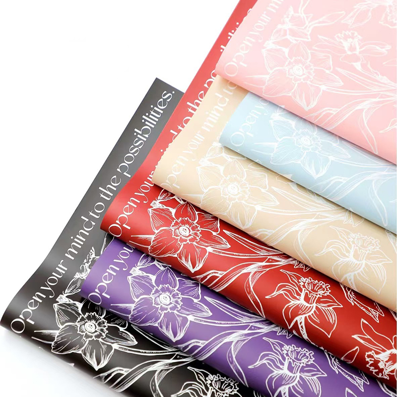 MYHC-77 Daffodils Lines กระดาษห่อดอกไม้ฟิล์ม Bopp Pearlescent