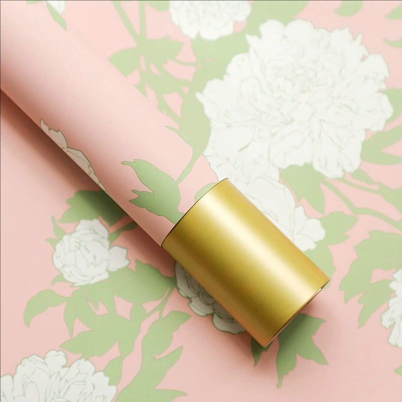 MYHC-78 กระดาษห่อดอกไม้ลายดอกโบตั๋นลายดอกไม้สีทองขอบทองสไตล์จีน