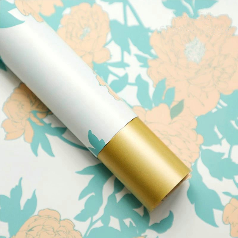 MYHC-78 กระดาษห่อดอกไม้ลายดอกโบตั๋นลายดอกไม้สีทองขอบทองสไตล์จีน