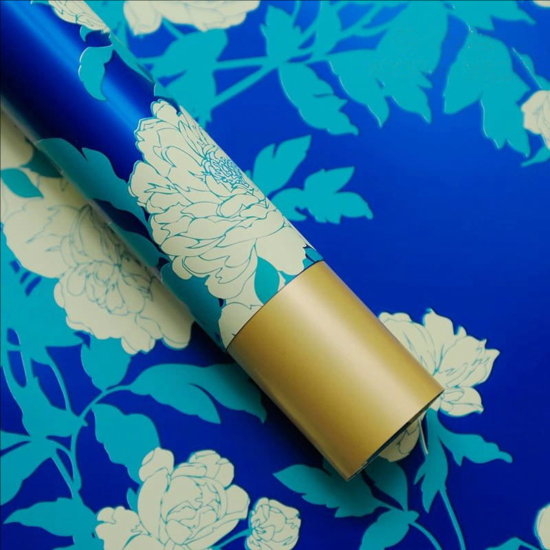 MYHC-78 กระดาษห่อดอกไม้ลายดอกโบตั๋นลายดอกไม้สีทองขอบทองสไตล์จีน