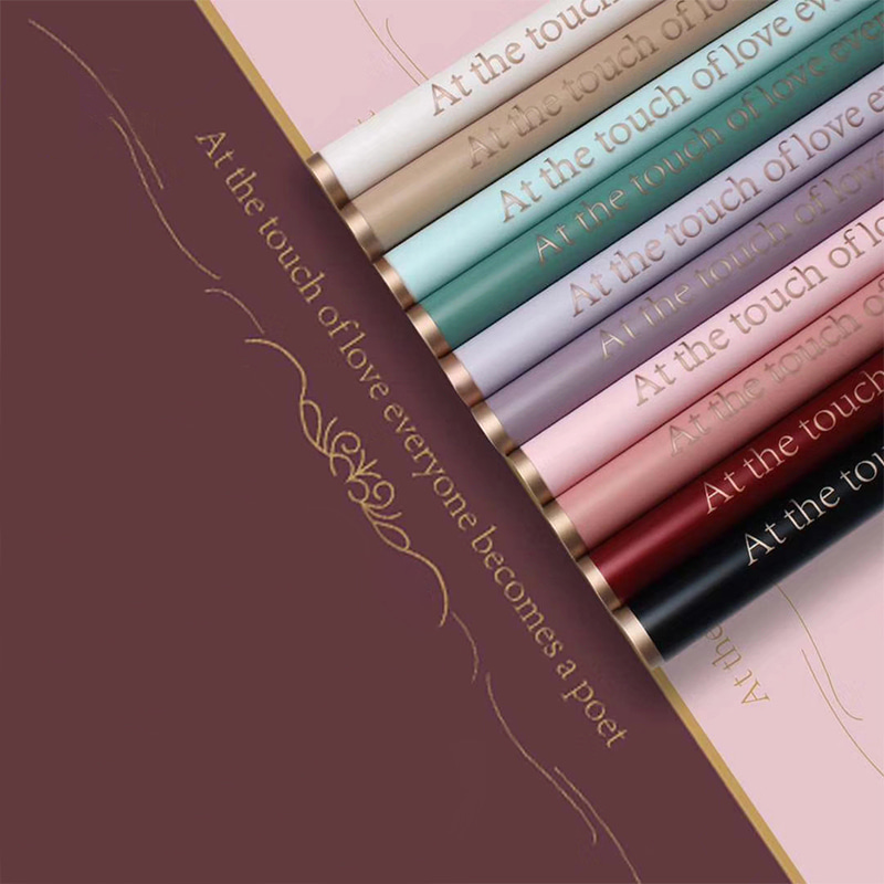 กระดาษห่อดอกไม้ผิวด้าน ขอบทอง 9 สี