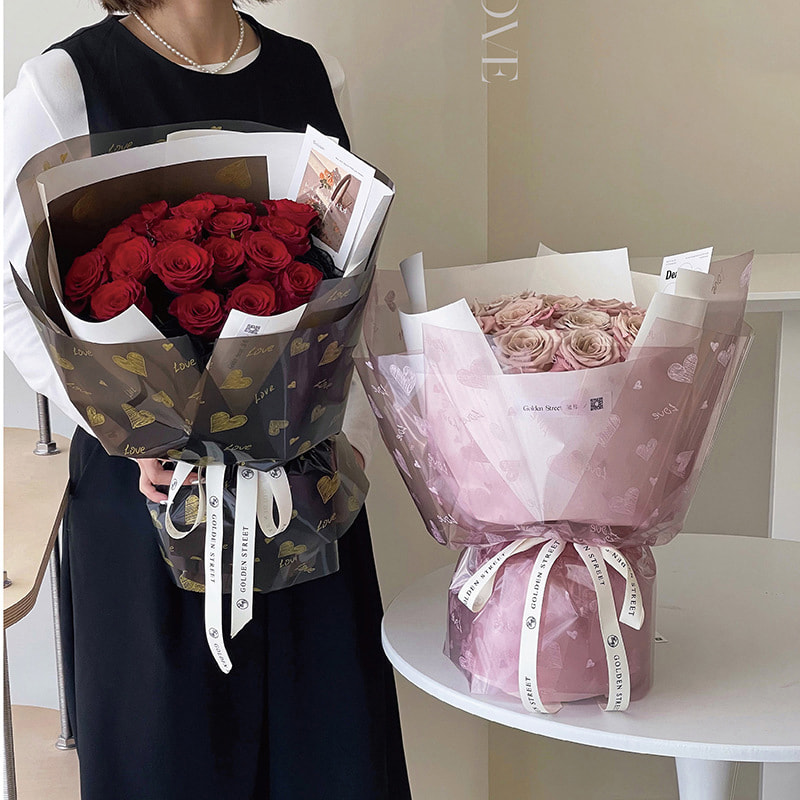 รักการออกแบบการพิมพ์กระดาษบรรจุภัณฑ์ดอกไม้กันน้ำหนาด้านเดียวเคลือบ