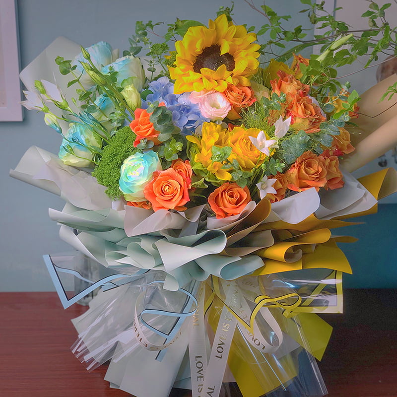 กระดาษห่อดอกไม้กันน้ำเคลือบซิลเวอร์ไอออนสีเงินขอบกึ่งโปร่งใส